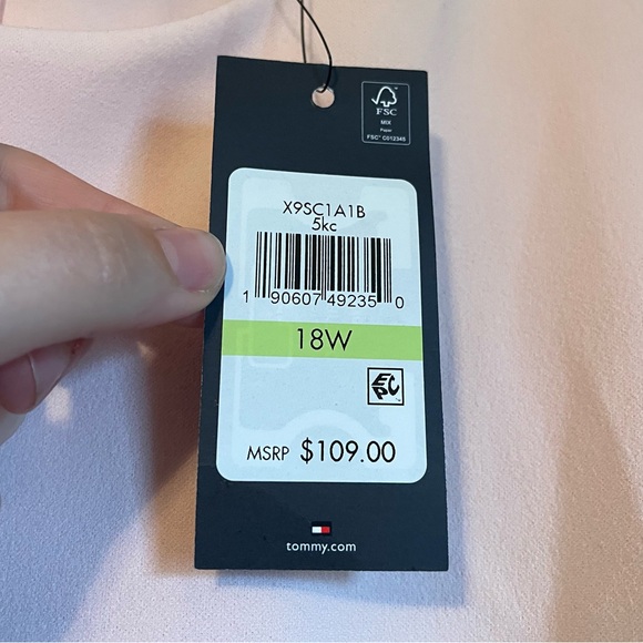 NWT Tommy Hilfiger Sz 18 Women’s Blue Pink Striped Scuba Sheath Midi Dress $109! - Picture 5 of 10